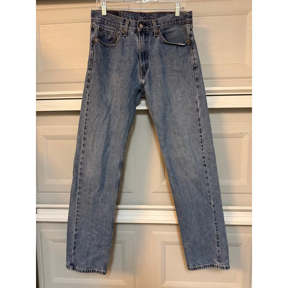 Levis 505 Regular Fit Straight Leg Blue Denim Jeans Mens 32x34 00505-4891